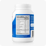 For Conceive Plus Fertility Support Bundle for Him and Her, detailed view of men’s fertility support supplement facts panel showing daily values of essential nutrients like zinc, vitamin E, folate, and maca extract—printed on bottle's blue label with a full ingredient list at bottom for informed purchasing.